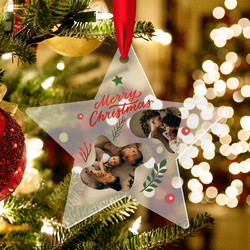 Χριστουγεννιάτικο Στολίδι Δέντρου Plexiglass Merry Christmas με Φωτογραφίες