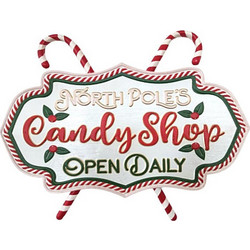 Χριστουγεννιάτικη διακοσμητική πινακίδα Candy Shop 40x35 εκ