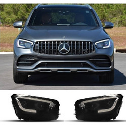 Μπροστινά Φανάρια Set Για Mercedes-Benz GLC C253/X253 Upgrade Σε Facelift Look 2020-2021 Μαύρα Full Led DRL Με Μοτέρ Carner 0031138