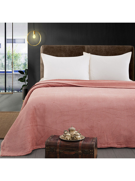 Κουβέρτα μονόχρωμη μονή Fleece Art 11551 160x220 Ροδακινί Beauty Home Κοραλί