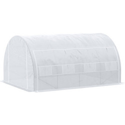 Tunnel Greenhouse Walk In Roll Up Walls Zip Door Πλαίσιο από γαλβανισμένο χάλυβα 4 x 3 x 2m Λευκό