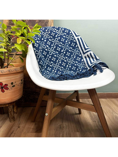 Handmade Indigo Throw - 170x120cm - Kasba Tiles