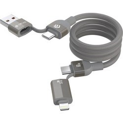 Καλώδιο Σύνδεσης USB 2.0 4 σε 1 Woven Magnetic Devia EC655 USB A & USB C σε USB C & Lightning PD 60W & 27W 1.5m Ultra 2 Τιτάνιο