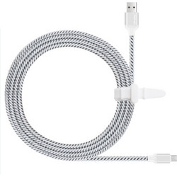 QIHANG Braided USB 2.0 Cable Micro USB male - USB-A male Λευκό 3m (C21)