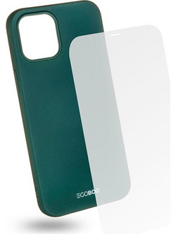 EGOBOO TPU Rubber Back Cover & Tempered Glass Case Ruby Green (iPhone 12 Pro Max)