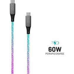 Fixed LED USB 2.0 Cable USB-C male - USB-C 60W Πολύχρωμο 1.2m