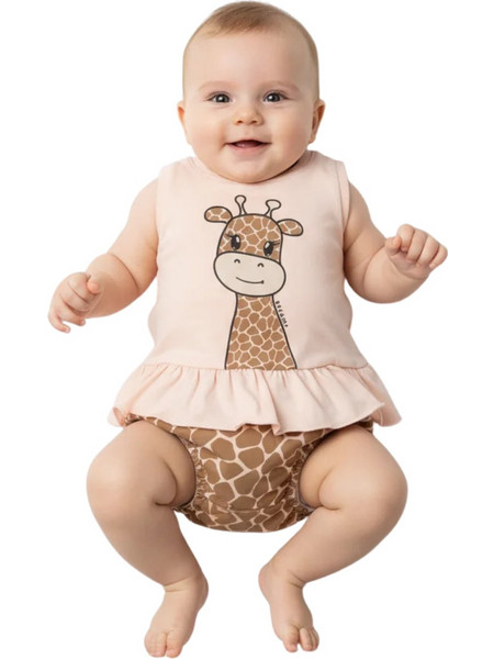 Dreams βρεφικό σετ μπλούζα με βρακάκι Salmon Sunny Giraffe