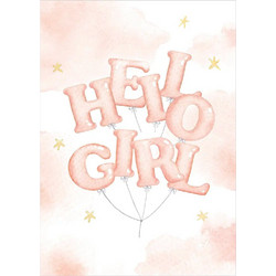 Ευχετήρια Κάρτα Γέννησης Κοριτσιού - Balloon Letters Hello Girl