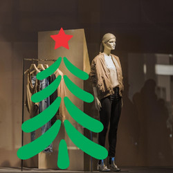 Χριστουγεννιάτικα Αυτοκόλλητα Βιτρίνας Christmas Tree