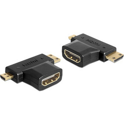 DELOCK αντάπτορας HDMI σε HDMI mini & micro 65446, gold plated, μαύρος