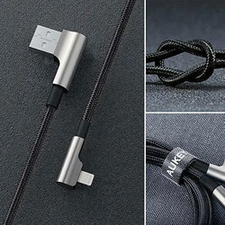 Aukey Braided Angle 90° USB-A to Lightning Cable 2m Black CB-AL01