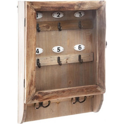 Ξύλινη Επιτοίχια Κλειδοθήκη Atmosphera Ornella Key Box με 6 θέσεις, 2 γάντζους και διαστάσεις 38x8x26.4cm 167027