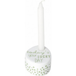 Κηροπήγιο Mini Today's Your Lucky Day RD0018180 6x5x3cm White-Green Raeder Πορσελάνη