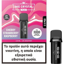 SKE Crystal Plus Pod Cherry Strawberry Raspberry 20mg 2ml (3 Pods)