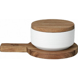 Ορντεβιέρα Snacks & Nibbles RD0018047 19x12,5x1,5cm Natural-White Raeder Ξύλο,Πορσελάνη