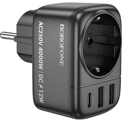 Borofone Πολύπριζο με 2 USB-A και USB-C σε Μαύρο