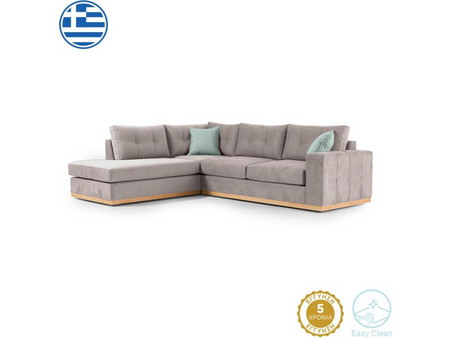 Pakoworld Boston Γωνιακός Καναπές Δεξιά Γωνία Γκρι 280x225x90cm 168-000022