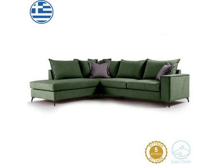 Pakoworld Romantic Γωνιακός Καναπές Δεξιά Γωνία Πράσινος 290x235x95cm 168-000034