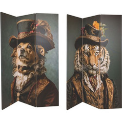Παραβάν 2 Όψεων Τίγρης - Σκύλος 810-00084 120x2,5x180cm Multi Estheti Home Ξύλο, Καμβάς