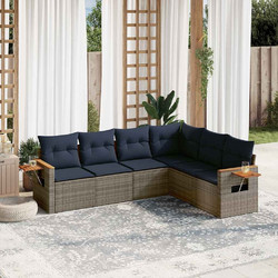 vidaXL Πενταθέσιος Καναπές Εξωτερικού Χώρου Rattan Εκρού Μπλε 62x62x69cm 6τμχ 3039644