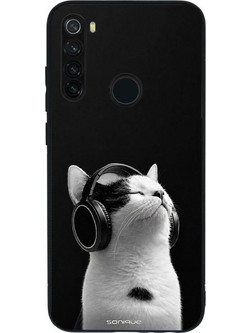 Sonique Men's Edition Θήκη με Σχέδιο «Audio Kitten - White» (Xiaomi Redmi Note 8T)
