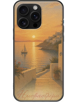 Θήκη Kalokairi Collection - Ηλιοβασίλεμα iPhone 16 Pro Max Black TPU (Μαύρη Σιλικόνη)
