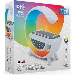 The Source - Light Up Wireless Alarm Clock Speaker - Ασύρματο ηχείο + φορτιστής + ραδιοξυπνητήρι (λευκό)