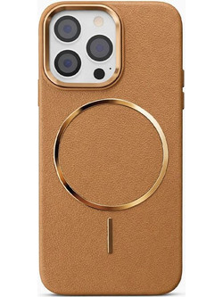 Hardcase Εφέ Δέρματος με MagSafe & Metal Lens - iPhone 16 Pro - Καφέ
