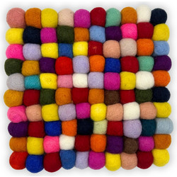 Felt Ball Square Placemat - 20cm Multi Colour