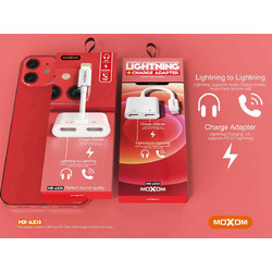 Μετατροπέας Lightning σε Lightning Audio Output + Lightning Charge Adapter Λευκό Moxom MX-AX18