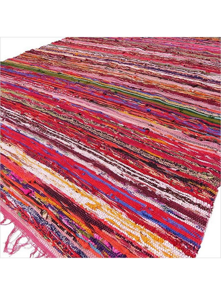 150 x 90cm Luxury Rag Rug - Red