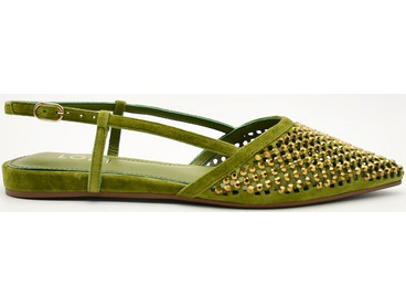 Slingback Γυναικεία Lodi σε διάτρητο σουέτ λαδί δέρμα και διακοσμητικές πέτρες A-HERCULES-C1