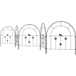 Χάλυβας φράχτης κήπου 300 cm x 70 cm ύψος διακοσμητικό σετ φράχτη με πλέγμα στοιχεία φράχτη μαύρο