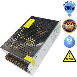 GloboStar(R) 68730 Μεταλλικό Τροφοδοτικό PELV για Προϊόντα LED 200W 16.5A - AC 220-240V σε DC 12V - IP20 L16 x W10 x H5cm