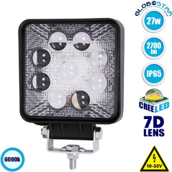 GloboStar(R) 85405 PRO Series Προβολέας Εργασίας - Working Light για Αυτοκίνητα & Φορτηγά LED CREE XBD 7D 27W 2700lm DC 10-30V Αδιάβροχο IP65 Ψυχρό Λευκό 6000K
