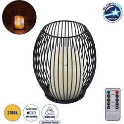 GloboStar(R) CANDLE 76495 Διακοσμητικό Realistic Κερί με LED Εφέ Κινούμενης Φλόγας - Μπαταρίας 2 x AA (Δεν Συμπεριλαμβάνονται) & Ασύρματο Χειριστήριο IR Θερμό Λευκό 2700K Dimmable Μαύρο Φ14 x Υ16cm