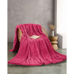 Κουβέρτα 220x240 Υπέρδιπλη Flannel Sherpa 440gsm Rythmos Jollein- Φούξια
