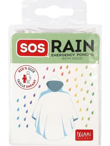 Legami Disposable Rain Poncho With Hood-Kid's Size (PONCHOK0001)