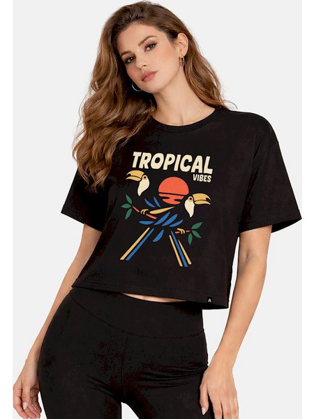 Firefly Γυναικείο T-shirt Tropical Μαύρο
