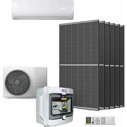 GETI υβριδικό σετ κλιματισμού 3,5kW με 6 πάνελ 450W, πίνακας DC (GKH12K)