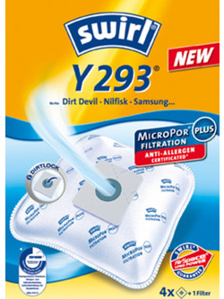Swirl Y293 Σακούλες Σκούπας 4τμχ Συμβατές με Σκούπα Dirt Devil / Nilfisk / Samsung