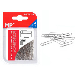 MP συνδετήρες PA342-8, μεταλλικοί, 33mm, ασημί, 70τμχ