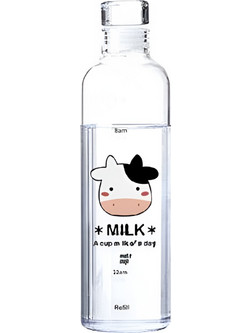Γυάλινο Μπουκάλι 550ml Με Σχέδιο Αγελάδα 28876