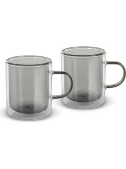 Σετ Ποτήρια Τσαγιού VASO Lamart LT9121 Γυάλινα με Διπλό Τοίχωμα 350ml Μαύρο 2 Τεμ