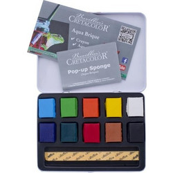 ΚΥΒΟΙ ΑΚΟΥΑΡΕΛΑΣ (AQUA BRIQUE) CRETACOLOR ΣΕΤ 10 ΧΡΩΜΑΤΩΝ ΜΕΤΑΛΛΙΚΟ ΚΟΥΤΙ