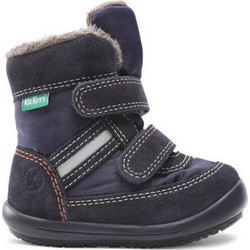 Kickers Kimbak Παιδικά Μποτάκια Navy Μπλε Suede με Σκρατς και Γούνα 878580-10