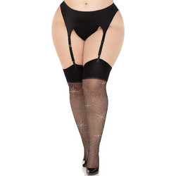 Leg Avenue Plus Sheer Elastane Stockings with Rhinestone
