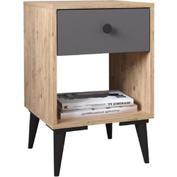 Κομοδίνο ArteLibre AMARI Δρυς/Ανθρακί Μοριοσανίδα 43x43x67.5cm