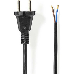 Καλώδιο Τροφοδοσίας Nedis CEE 7/17 Ατερμάτιστο 2 x 1mm 10m Black CEGL11940BK100