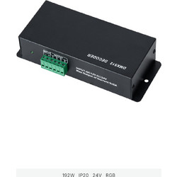 GLOBOSTAR(R) RGB CONTROLLER 73490 DC DMX Master Dimmer / Controller / Decoder Υψηλής Ταχύτητας με 3 x 8A 192W Κανάλια DC 12-24V 24A 576W Max IP20 - DMX512 & RDM - Μ16 x Π9 x Υ6cm